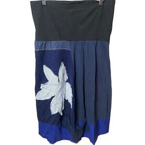 Vintage Patchwork Blue Floral Print Long Dress *Dimensions In Pictures